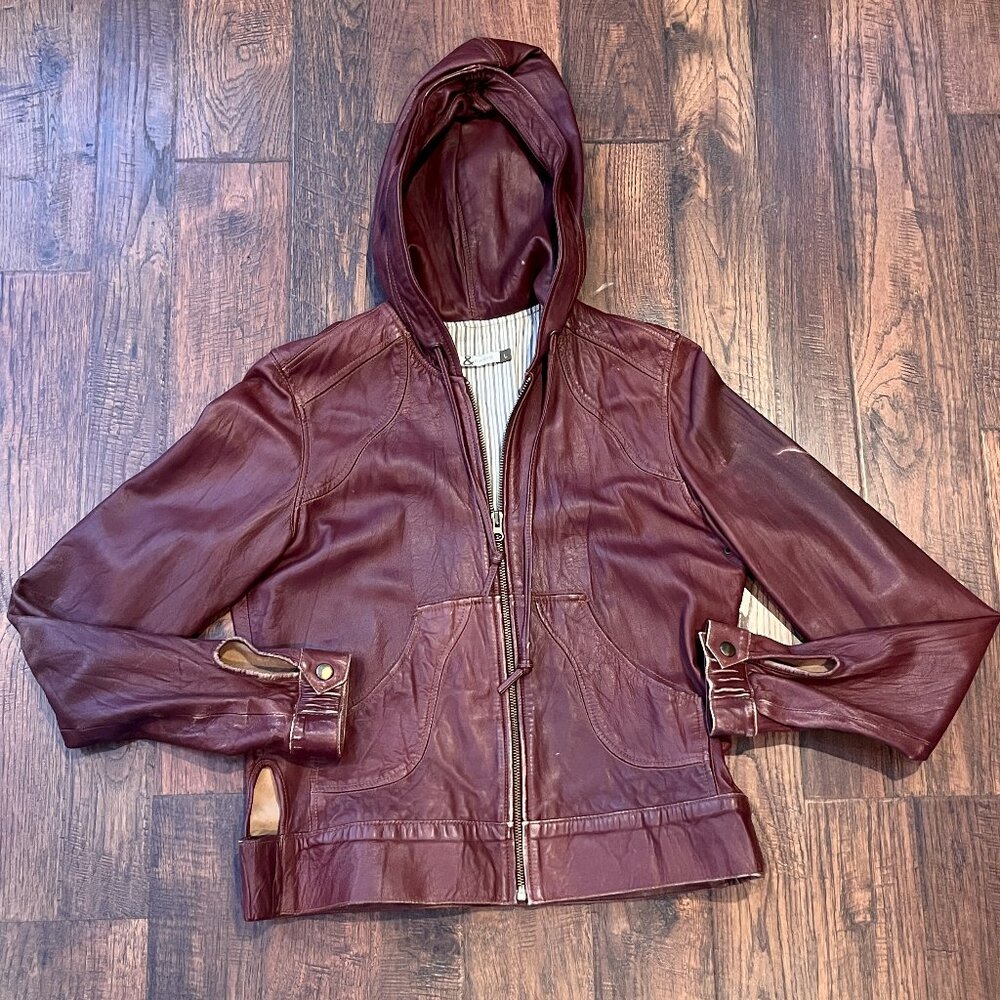 Mike and Chris Kian Leather hooded jacket